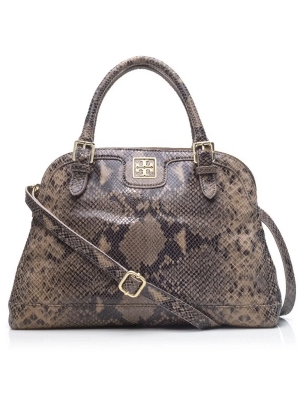 Tory Burch Catalina Python Print Leather Satchel Bag